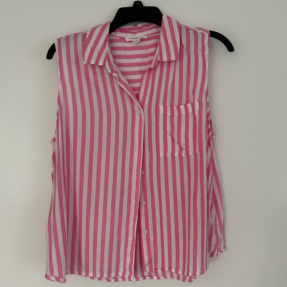 Beachlunchlounge Pink and White Striped Blouse
